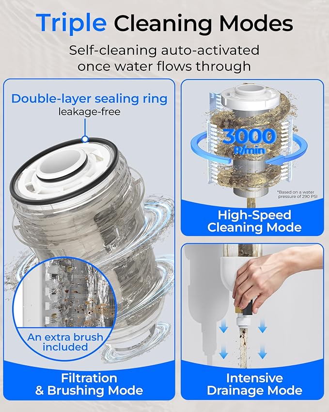 Waterdrop Spin Down Sediment Filter, 50/200 Micron Reusable Whole House Water - Image 4