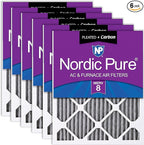 Nordic Pure 16x30x1 Furnace Air Filters MERV 8 Pleated Plus Carbon 6 Pack by NordicPure
