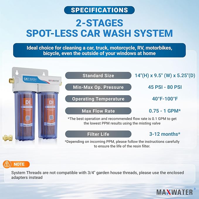Max Water 2 Stage Deionized Spot Free Car Rinse Unit, Premium Water Deionizer - Image 5
