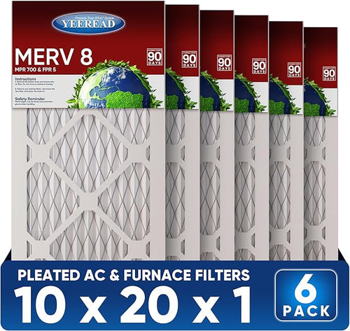 10x20x1 MERV 8 Air Filters 6-Pack, Actual Size 9.7" x 19.7" x 0.75" – Compatible by Unknown