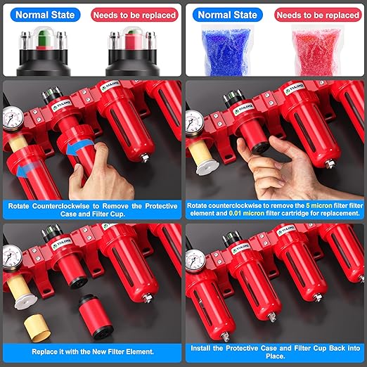 TAILONZ PNEUMATIC 0-150PSI 1/4 Inch NPT Red Industrial Grade 4 Stage Air Drying - Image 5