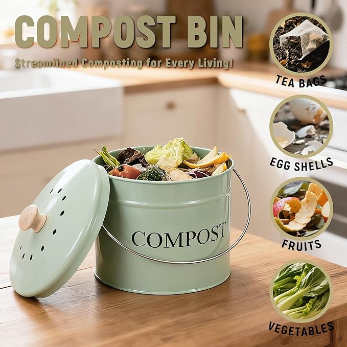 Compost Bin for Kitchen Counter, 1 Gallon Compost Bucket - Image 5