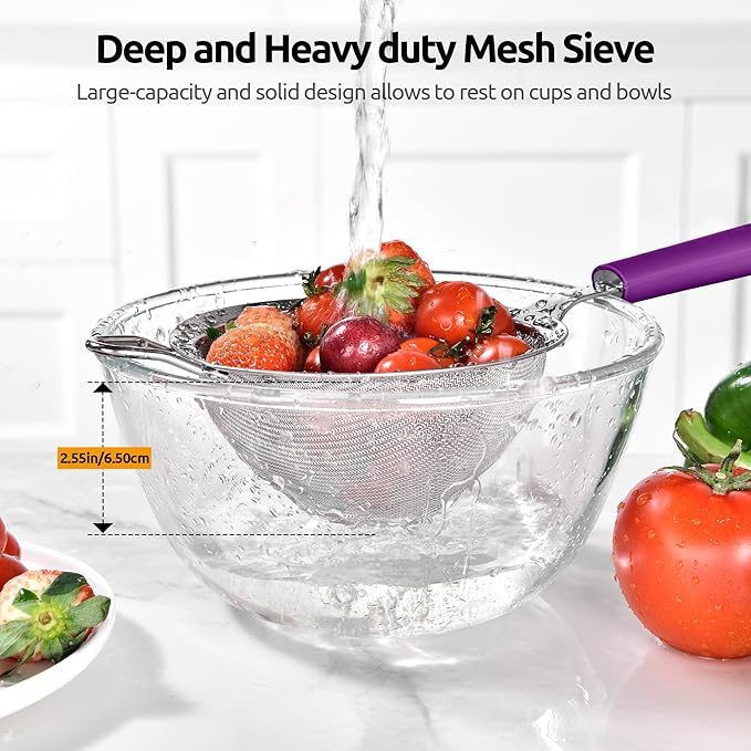 U-Taste Medium Fine Mesh Strainer: 18/8 Stainless Steel 4.73in 30 Mesh Kitchen - Image 9