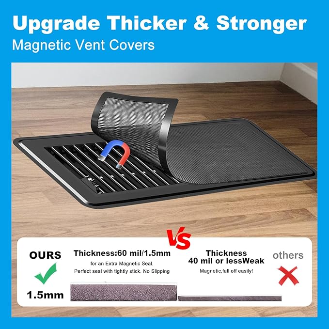 6-Pack Black Magnetic Vent Covers 5.5x12 Inch - Image 2