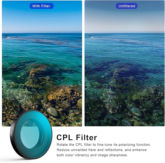 Haoge Filters Set for Insta360 GO Ultra, Includes CPL, and Screen Protector - Image 6