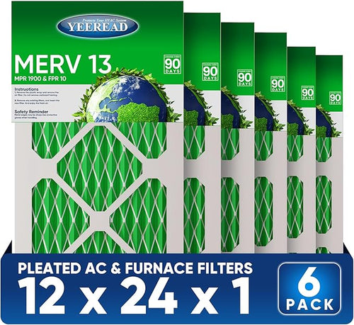 12x24x1 MERV 13 Air Filters, Actual Size: 13.70” x 23.70” x 0.75”, Pleated by Unknown