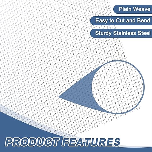 uxcell 16 Mesh 118" x 10" Woven Wire Mesh, 316 Stainless Steel Air Vent Filter - Image 3