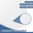 uxcell 16 Mesh 39" x 12" Woven Wire Mesh, 304 Stainless Steel Air Vent Filter - Image 3