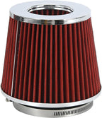 PTNHZ Universal Red 4" 102mm High Flow Cold Air Intake Cone Air Filter Power by PTNHZ+RACING