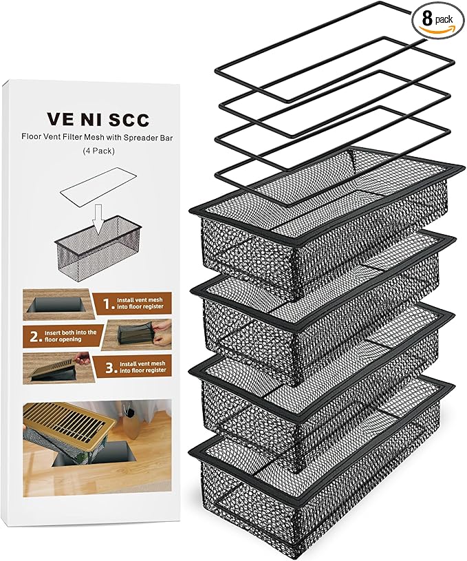 Floor Vent Screen Net for 4x10'' Floor Register, Air Vent Filter Mesh for Home by VE+NI+SCC