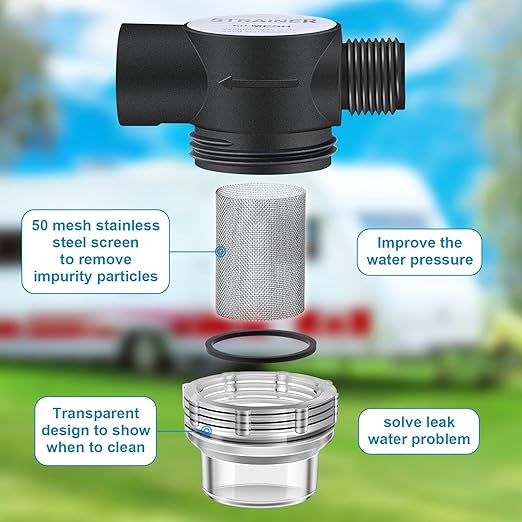 Dreyoo RV Water Pump Strainer Filter, 1/2 Twist On Pipe Strainer, 1/2 x 14 NPT - Image 3