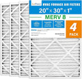 LotFancy 20x30x1 Air Filter MERV 8 4-Pack, Electrostatic Pleated Furnace & AC by LotFancy