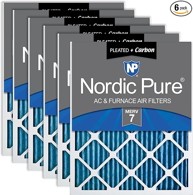 Nordic Pure 18x24x1 Pleated Air Filters MERV 7 Plus Carbon 6 Pack by NordicPure