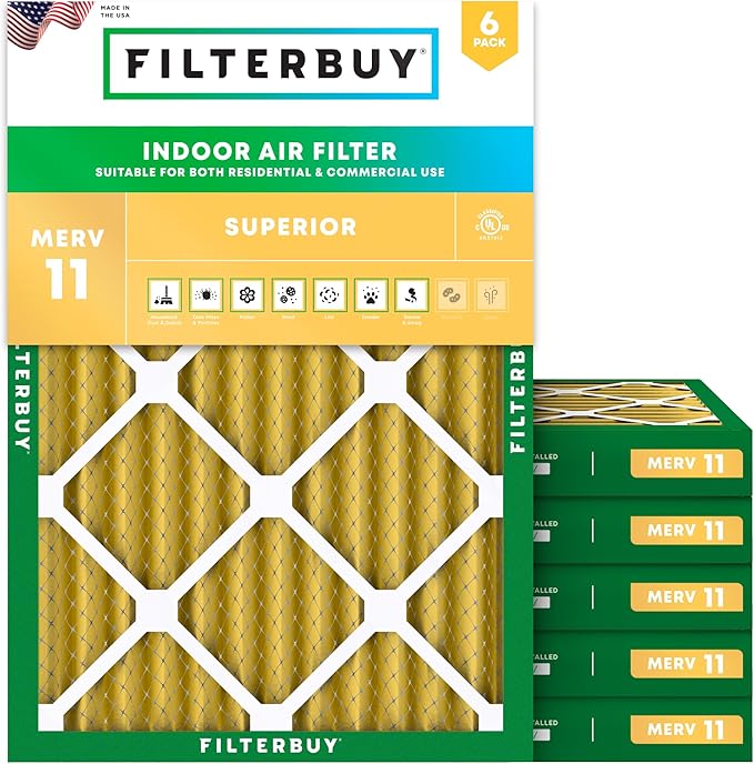 Filterbuy 24x25x2 Air Filter MERV 11 Superior Pet & Allergy Defense, by Filterbuy