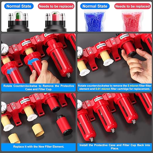 TAILONZ PNEUMATIC 3/8 Inch NPT 0-150 PSI Red Industrial Grade 4 Stage Air - Image 4