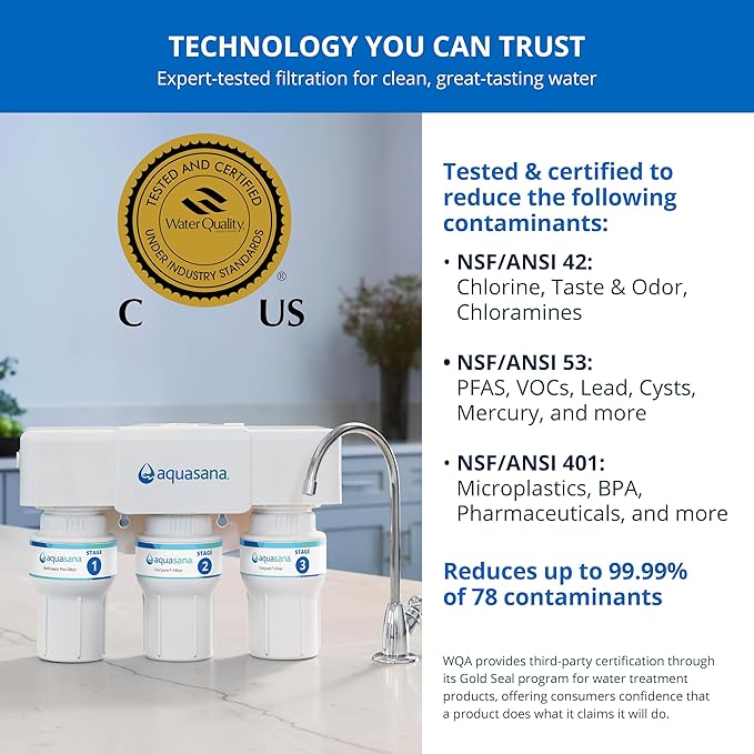 Aquasana Under Sink Water Filter | 3-Stage Claryum Filtration | Reduces up to - Image 4