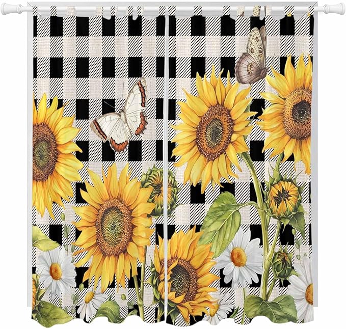 Sunflowers Living Room Curtains 84 Inch Length, Window Curtains Tab Top by Unknown