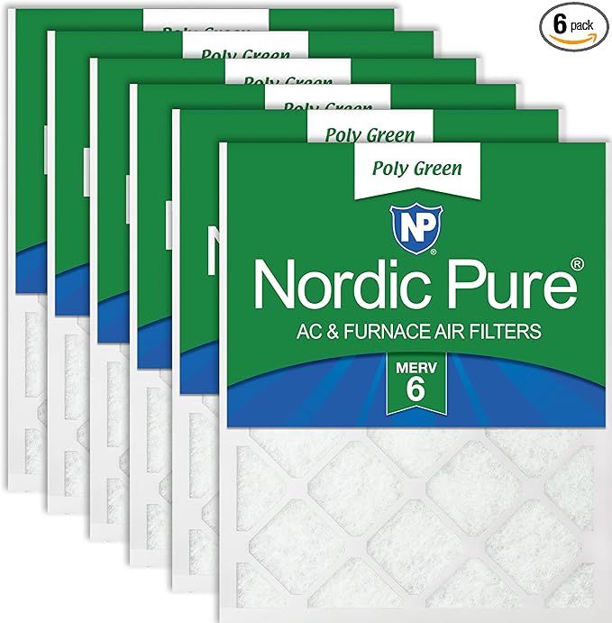 Nordic Pure 16x16x1 Poly Green MERV 6 AC Furnace Air Filters – Reduces Dust by NordicPure