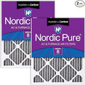 Nordic Pure 16x30x1 Furnace Air Filters MERV 8 Pleated Plus Carbon 2 Pack by NordicPure