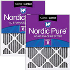 Nordic Pure 24x24x1 Furnace Air Filters MERV 8 Pleated Plus Carbon 2 Pack by NordicPure