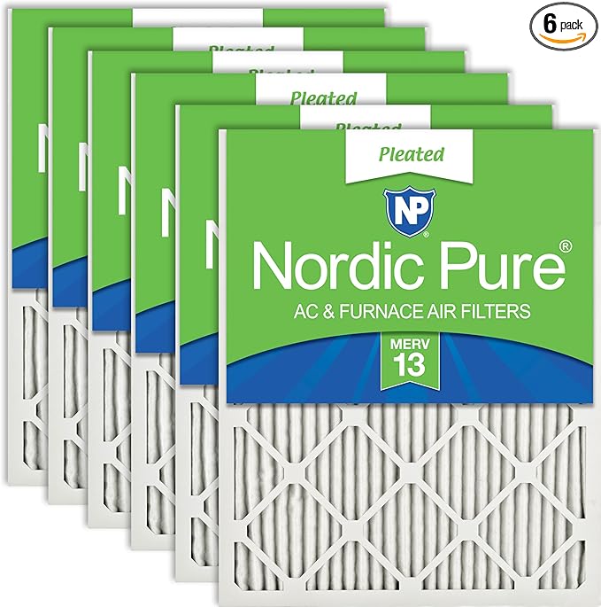 Nordic Pure 16x16x1 Pleated MERV 13 Air Filters 6 Pack by NordicPure