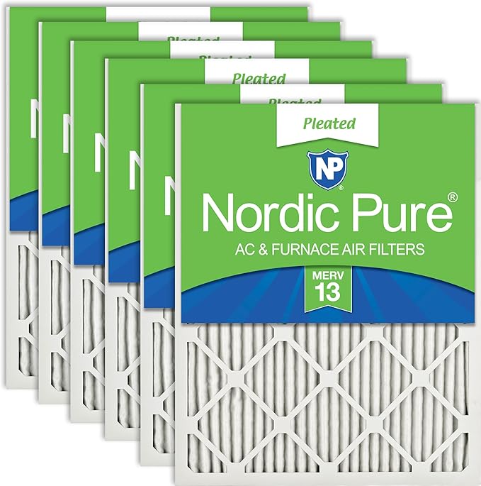 Nordic Pure 16x20x1 Pleated MERV 13 Air Filters 6 Pack by NordicPure