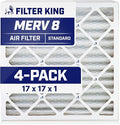Filter King 17x17x1 Air Filter | 4-PACK | MERV 8 HVAC Pleated A/C Furnace by FilterKing