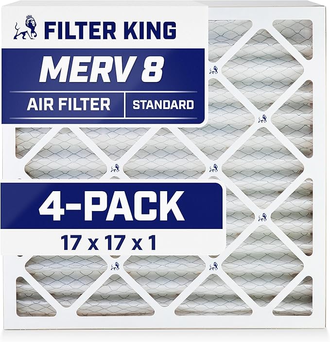 Filter King 17x17x1 Air Filter | 4-PACK | MERV 8 HVAC Pleated A/C Furnace by FilterKing