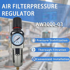 HengMinLingTong 3/8" NPT Compressed Air Filter Regulator Combo Piggyback - Image 2