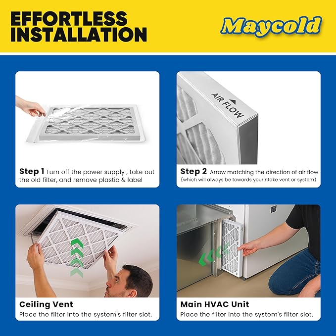 Maycold MERV 8 12x12x1 Furnace Air Filters, Pleated HVAC AC Filters – Actual - Image 7