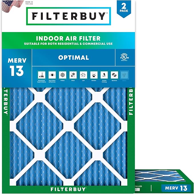 Filterbuy 18x25x1 Air Filter MERV 13 Optimal Smoke & Allergy Defense, by Filterbuy