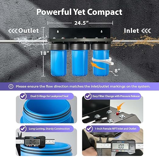 iSpring Anti-Scale Whole House Water Filter System, and Sediments, 3-Stage - Image 4