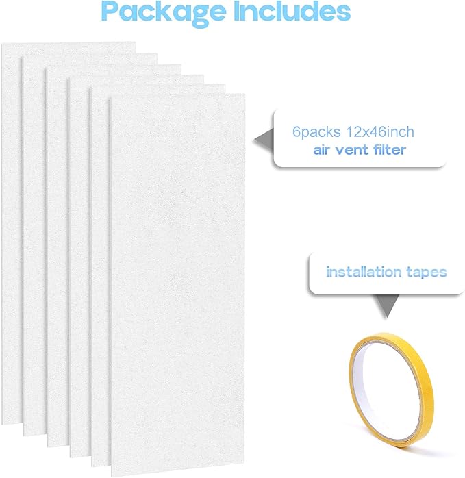 6 Packs Air Vent Filter 12x46inch Electrostatic Filter Media - Image 6
