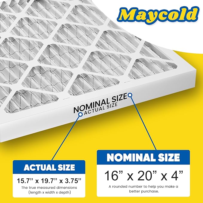 Maycold MERV 8 16x20x4 Furnace Air Filters, Pleated HVAC AC Filters – Actual - Image 3