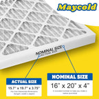 Maycold MERV 8 16x20x4 Furnace Air Filters, Pleated HVAC AC Filters – Actual - Image 3