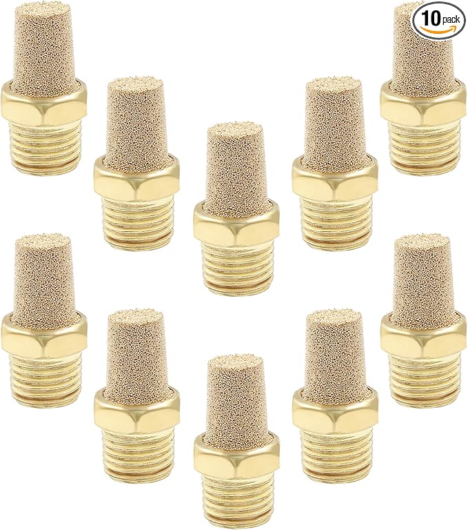 10 Pack 1/4" Male Thread Pneumatic Brass Exhaust Muffler Filter Air Pneumatic by Coufce