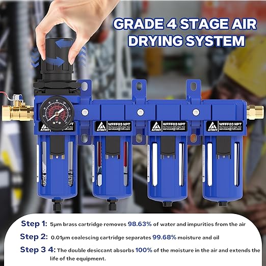 3/8 Inch NPT 4 Stage Air Drying System, Brass Filter, Coalescing Filter - Image 5