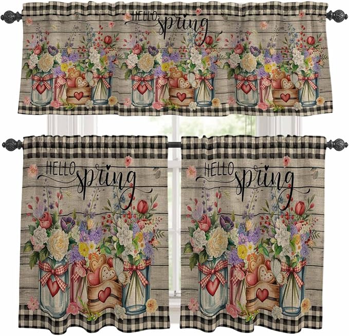 Spring Flowers Kitchen Curtains Set 3 Piece by Unknown