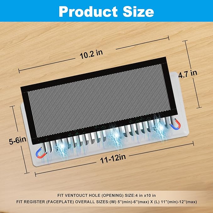 6-Pack Black Magnetic Vent Covers 4.7x10.2 Inch - Image 2