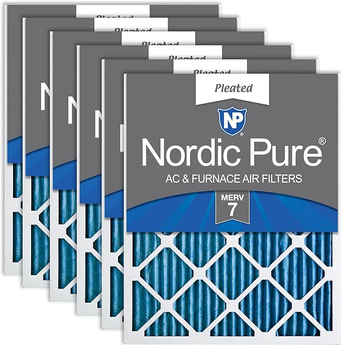 Nordic Pure 16x24x1 MERV 7 Pleated AC Furnace Air Filters 6 Pack by NordicPure