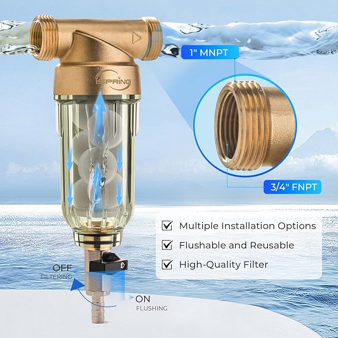 iSpring WSP-200SL Reusable Whole House Spin Down Sediment Water Filter - Image 4