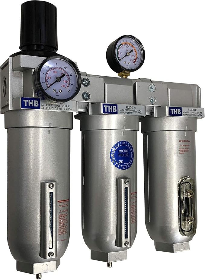 1" COMPRESSED AIR PARTICULATE FILTER WATER TRAP/PRESSURE REGULATOR/DESICCANT - Image 3
