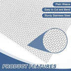 uxcell 10 Mesh 39" x 10" Woven Wire Mesh, 316 Stainless Steel Air Vent Filter - Image 3