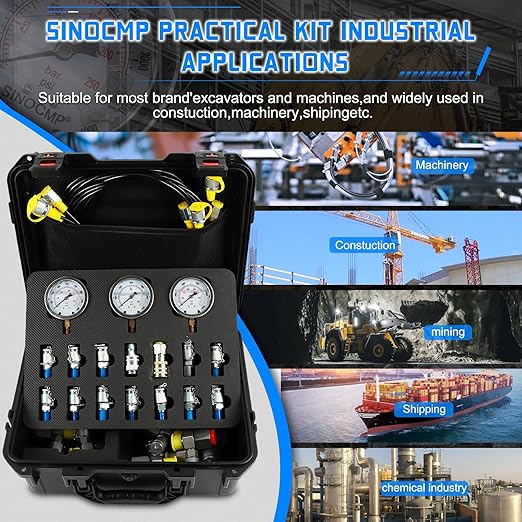 SINOCMP Hydraulic Pressure 3 Gauges Test Kit - Image 6