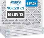 Aerostar 10x20x1 MERV 13 Pleated Air Filter, AC Furnace Air Filter, 6 Pack by AirFiltersDelivered