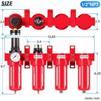 TAILONZ PNEUMATIC 0-150PSI 1/2 Inch NPT Red Industrial Grade 4 Stage Air Drying - Image 2