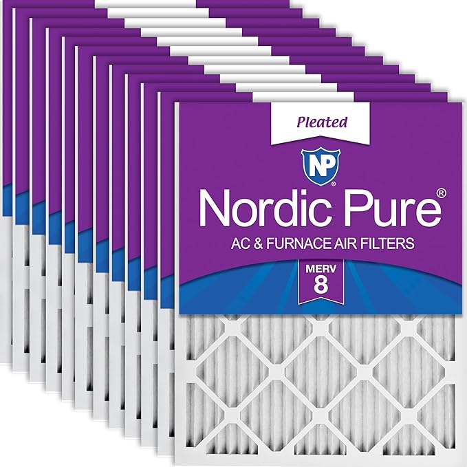 Nordic Pure 16x25x1 Pleated MERV 8 Air Filters 12 Pack by NordicPure