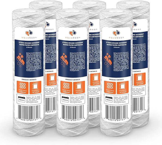 Aquaboon Whole House 5 Micron 10 x 2.5 String Wound Sediment Water Filter by Aquaboon