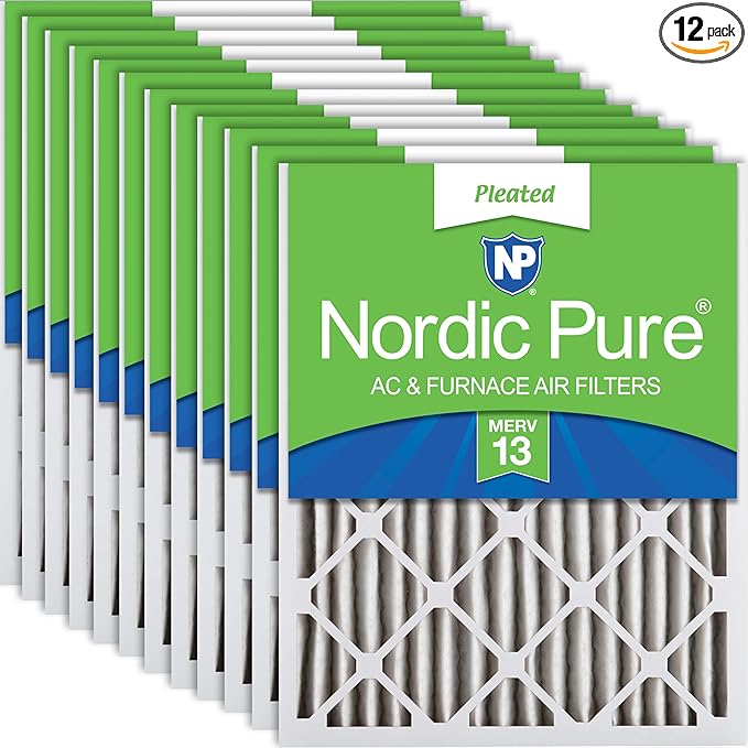 Nordic Pure 20x25x2 Pleated MERV 13 Air Filters 12 Pack by NordicPure