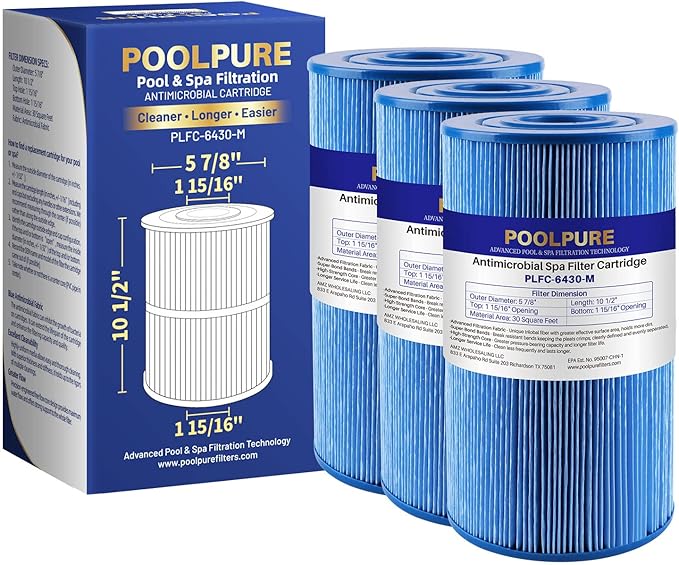 POOLPURE PLFC-6430-M Spa Filter Replaces Watkins 31489, Compatible Pleatco by POOLPURE